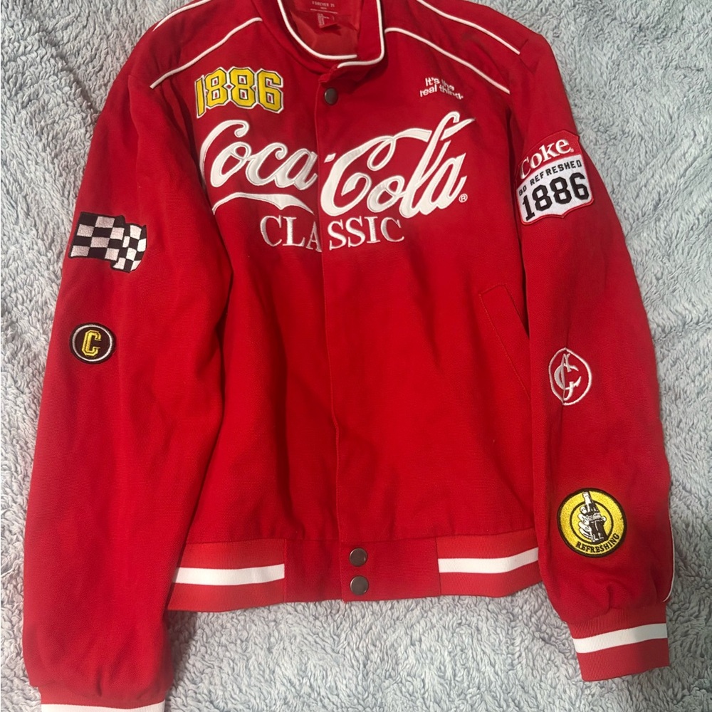 Coca Cola Red Classic Patch Bomber Jacket men siz… - image 1